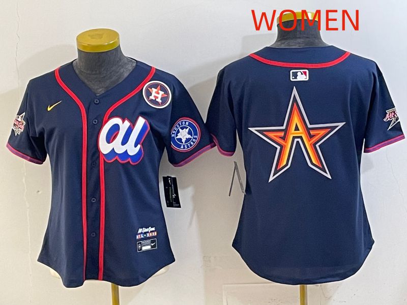 Women 2025 Houston Astros Blank Drak Blue All star Nike MLB Jersey style 04->women mlb jersey->Women Jersey